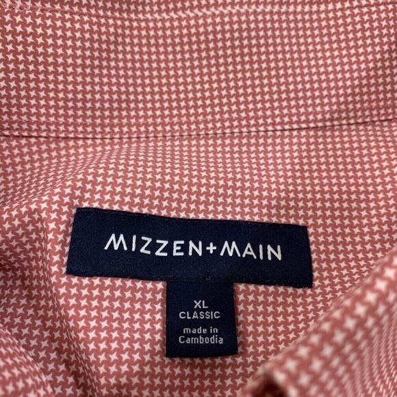 Mizzen+Main Shirt Mens XL Extra Large Plum Pink Check Monaco Dress Classic Fit - Picture 3 of 9